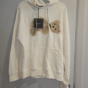 Palm Angels Cream Hoodie with Bear Design